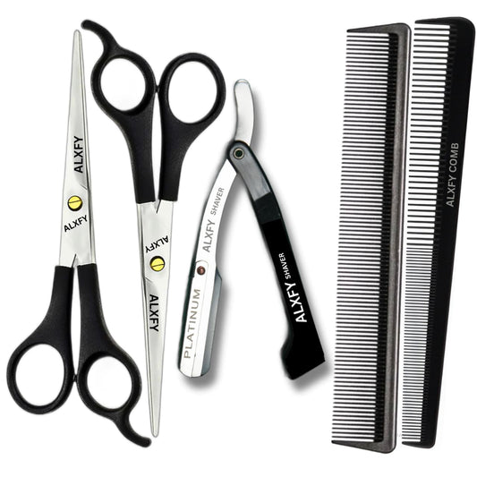 ALXFY Professional Barber Hair Cutting Scissors for Men, Women &; Pets – Premium Salon Scissors Combo Set